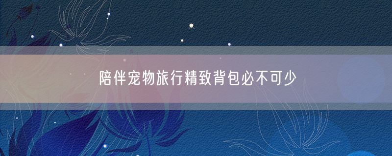 <strong>陪伴宠物旅行精致背包必不可少</strong>